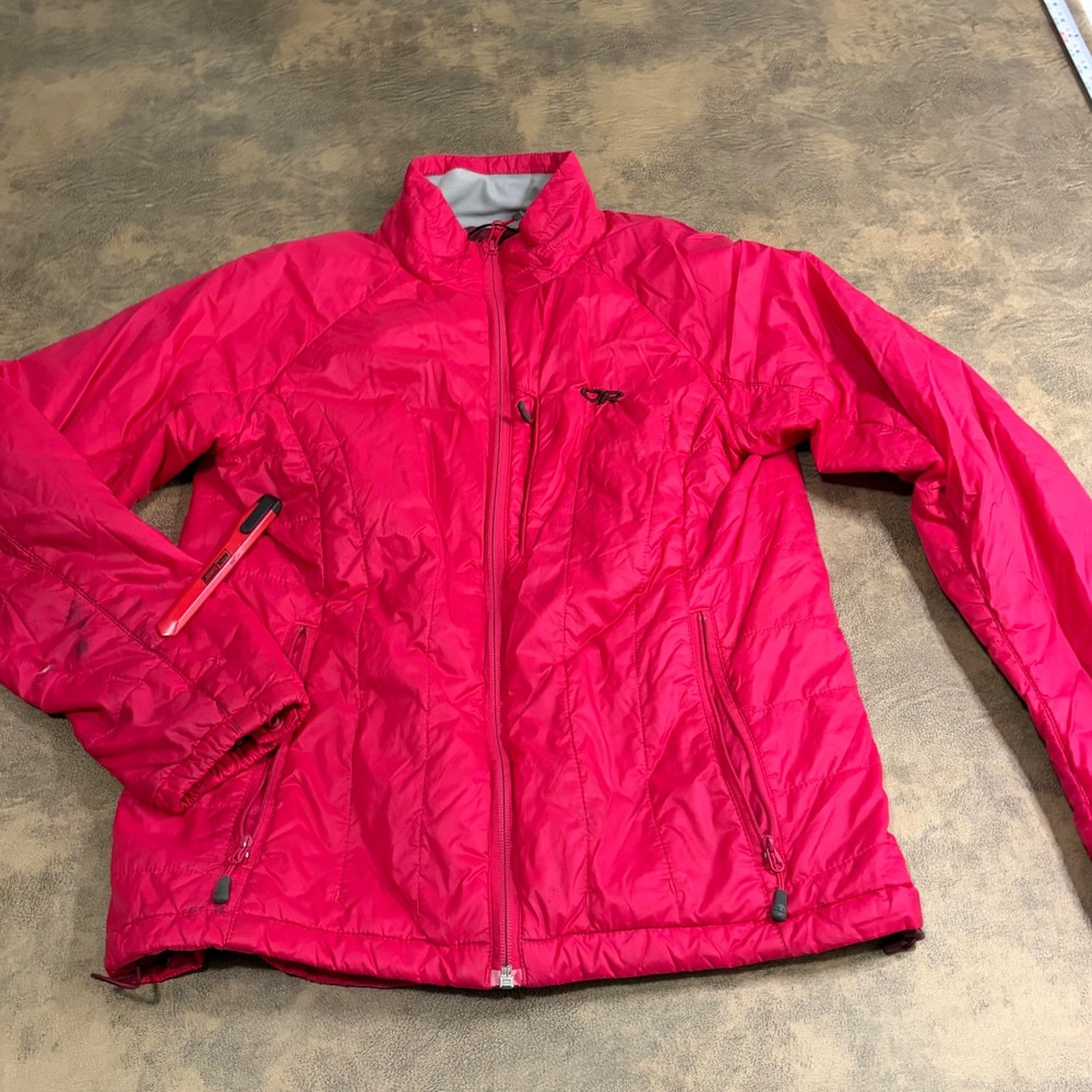 Outdoor Research Puffer Jacket Womens M Pink Thermore Insulated *SEE DAMAGE*